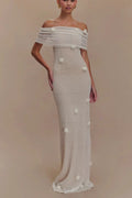 Off Shoulder Floral Maxi Dress image 1