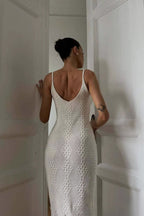 Solid V Neck Split Maxi Dress image 4