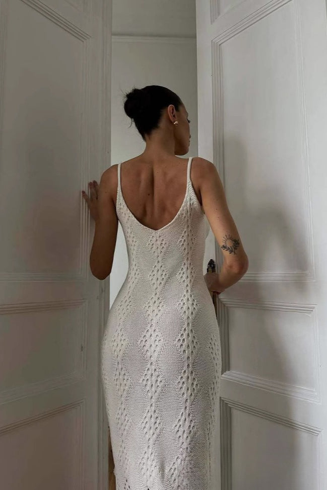 Solid V Neck Split Maxi Dress image 4