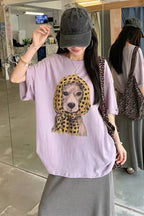 Puppy Print Loose Casual T‑shirt image 1