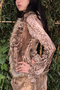 Harajuku Leopard Fur V-Neck Blouse image 1