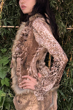 Harajuku Leopard Fur V-Neck Blouse image 1