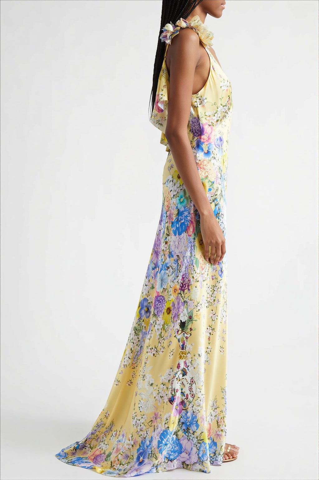 Floral Ruffle Strap Backless Maxi Dress image 6