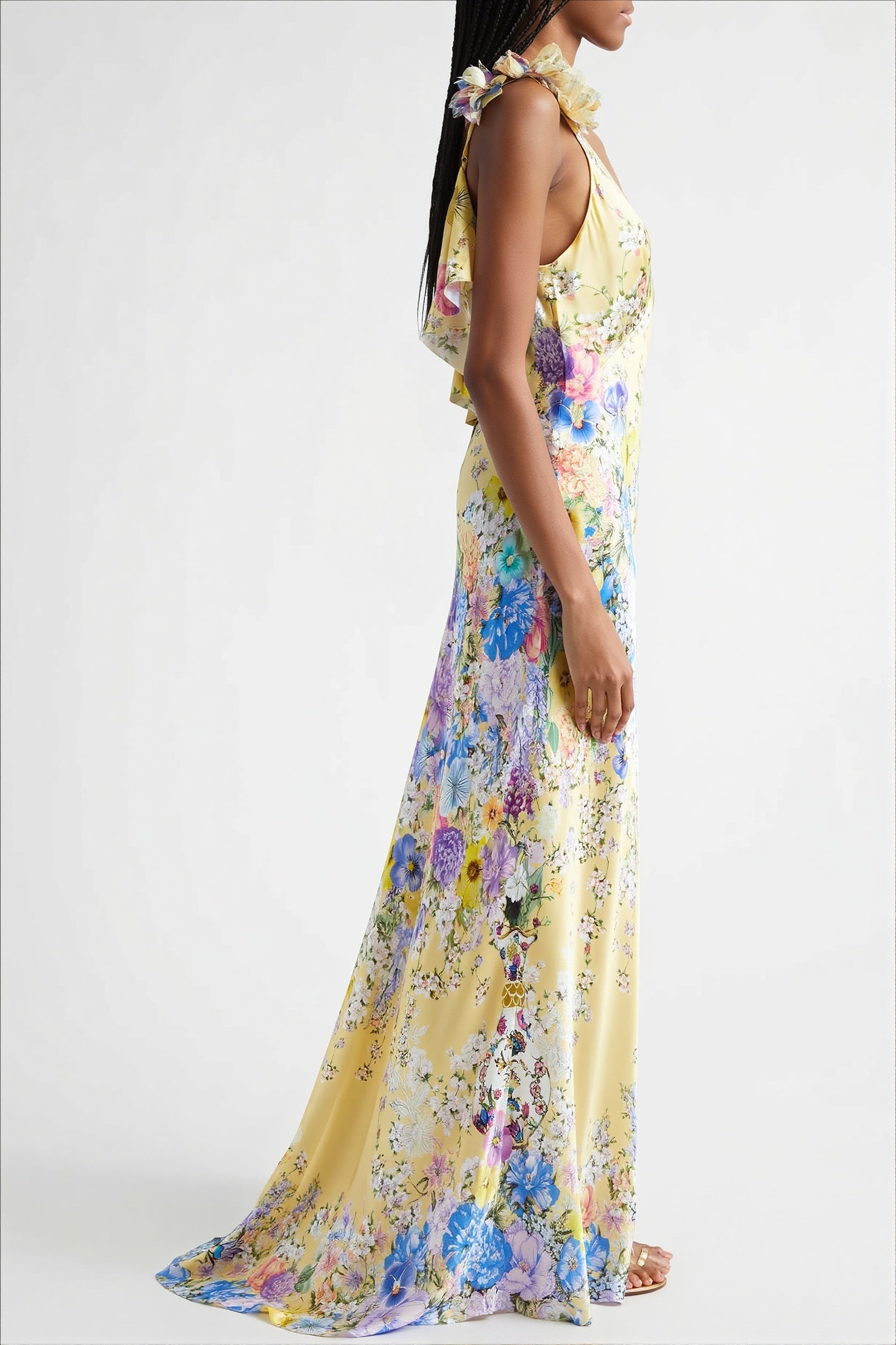 Floral Ruffle Strap Backless Maxi Dress image 6