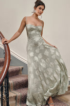 Lined Jacquard Satin Cami Maxi Dress image 4