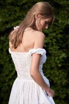 Jacquard Off Shoulder Embroidery Midi Dress image 7