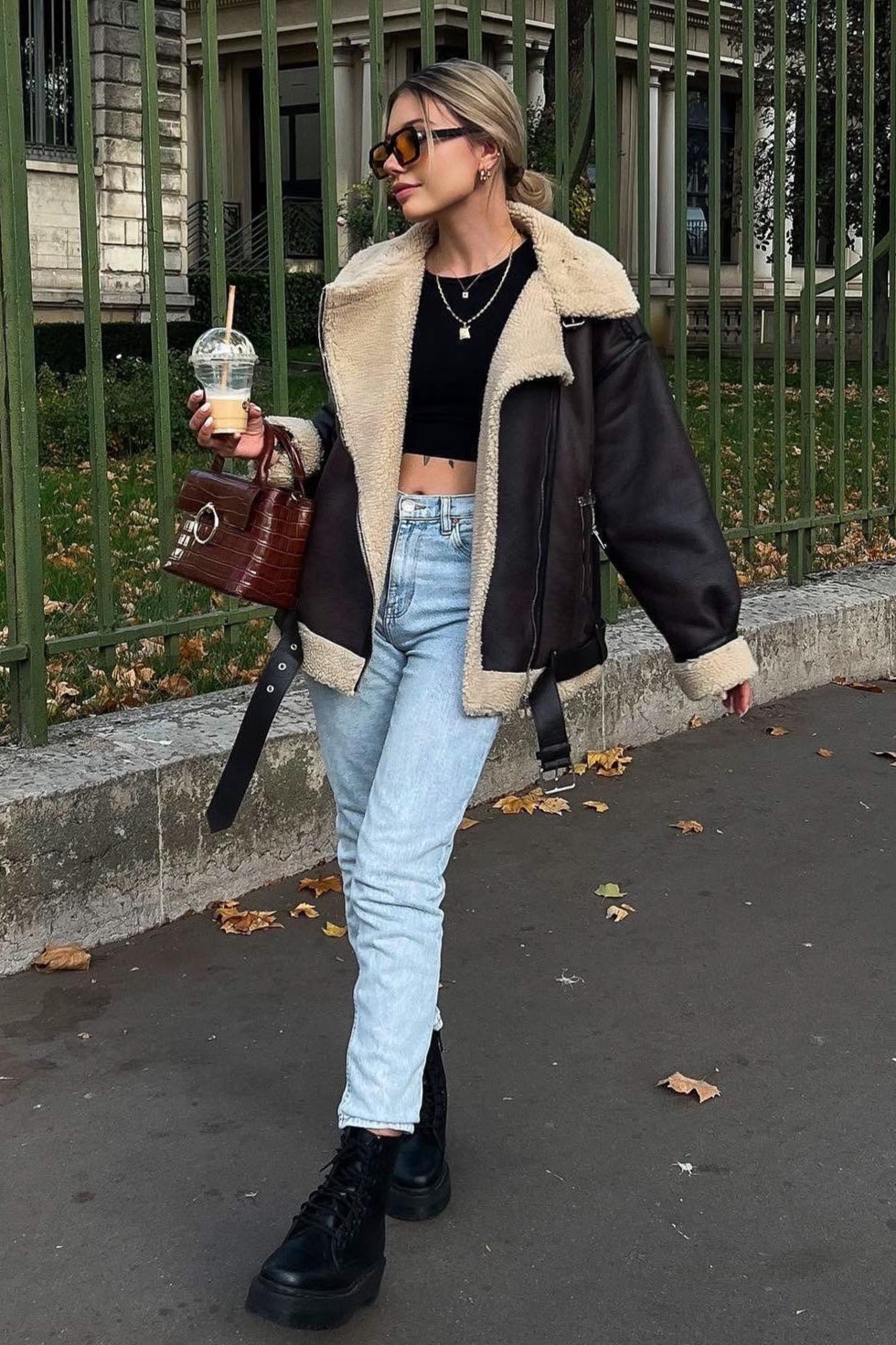 Multi-Zip Faux Shearling Longline Jacket image 9