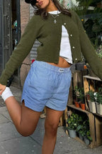 Cropped Knit Button Cardigan image 12