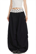 Splice Polka Dot Fold Waist Pants image 5