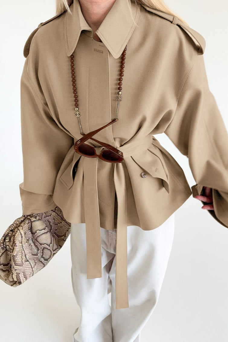 Lapel Faux Suede Drape Jacket image 4