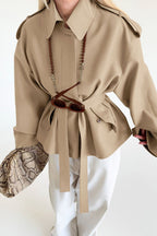Lapel Faux Suede Drape Jacket image 4