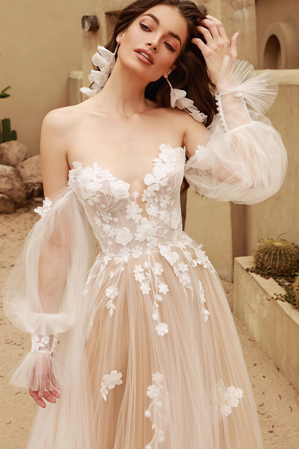 Strapless Vintage Lace Off Shoulder Wedding Dress image 2