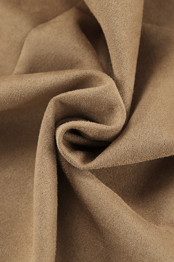 Vintage Suede Brown High Waist Split Midi Skirt image 8