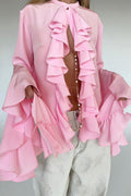 Elegant Ruffle Trim Button Blouse image 2