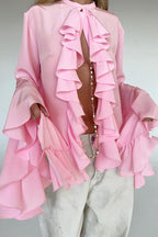 Elegant Ruffle Trim Button Blouse image 2