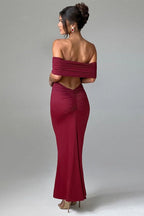 Solid Off Shoulder Ruched Formal Dress image 17