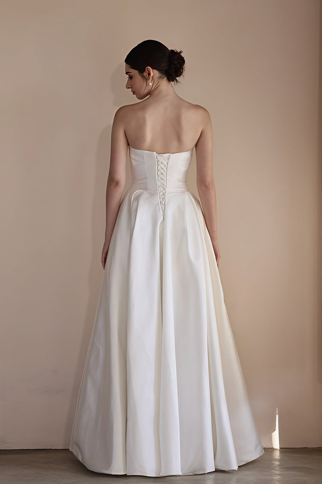 Strapless Boning Rhinestone Satin Wedding Dress image 7