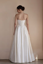 Strapless Boning Rhinestone Satin Wedding Dress image 7