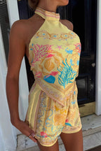 Chic Ethnic Print Halter Loose Two Piece Set image 7