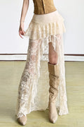 Lace Mesh High Waist Slit Skirt image 1