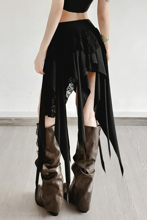Chic Color Block Drape Tie Asymmetric Skirt image 5