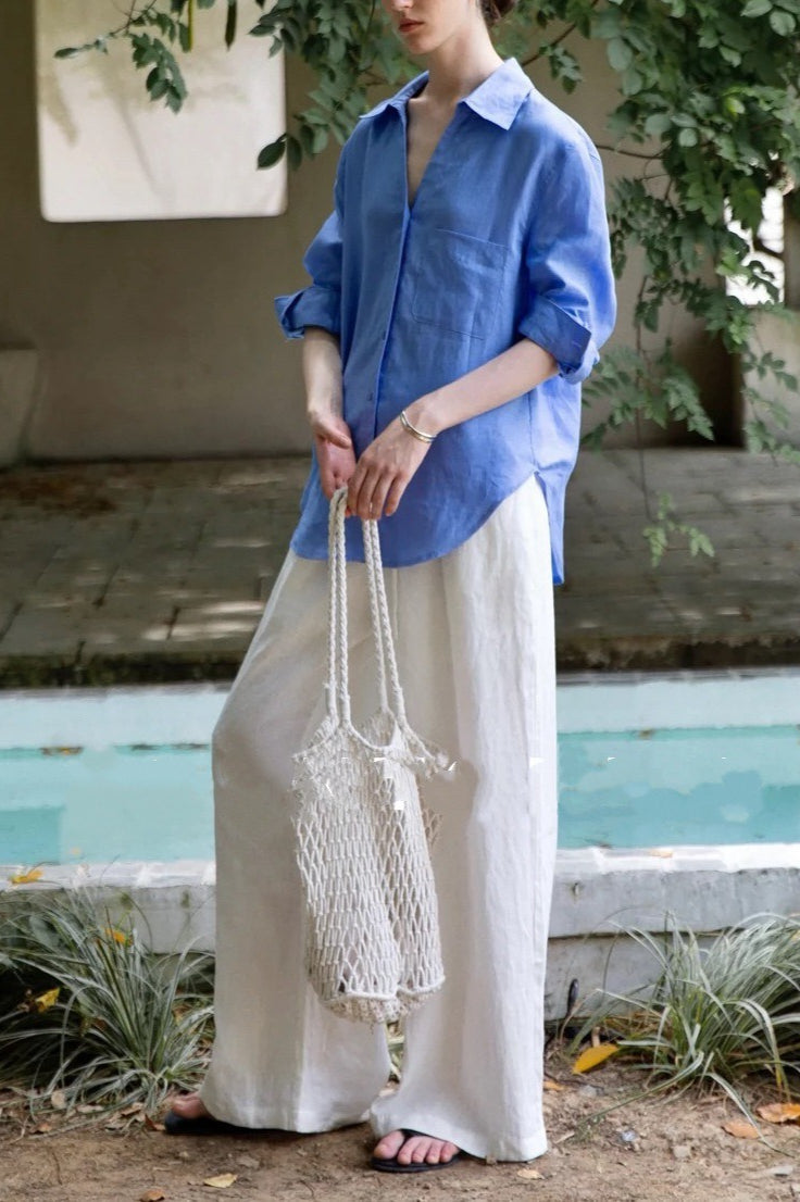 Minimalist Casual Vibe Linen Loose-fit Blouse image 5