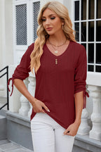 Petra Eyelet Top detail view styled for Avrienne