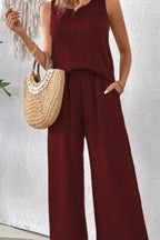 Camille Wide Leg Set detail view styled for Avrienne