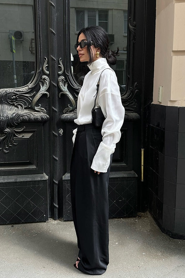 Minimalist Satin Turtleneck Blouse image 2