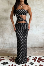Printed Strapless Cut Out Bodycon Maxi Dress image 3
