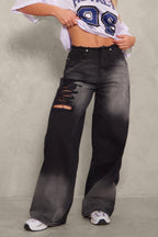Ripped Color Block Ink Splash Distressed Jeans image 6