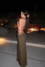 Elegant Sexy Cutout Rhinestone Backless Maxi Dress image 4