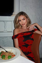 Rose Print Off Shoulder Maxi Dress image 4