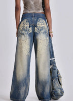 Gradient Wing Print Wide Leg Jeans image 21