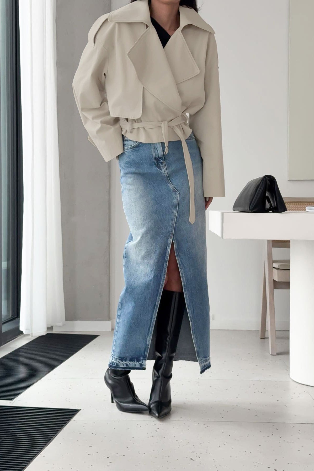 Belted Collared Long Sleeve Jacket image 3