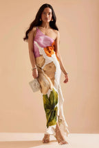 Ruffled One-Shoulder Flowing Suspender Maxi Dress image 3
