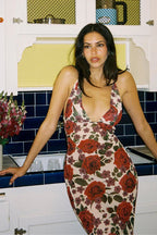 Printed Spaghetti Strap Backless Slim Maxi Dress image 4
