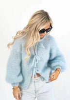 Mohair Soft Zip Tie Ivory Cardigan image 7