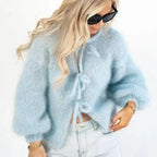 Mohair Soft Zip Tie Ivory Cardigan image 3