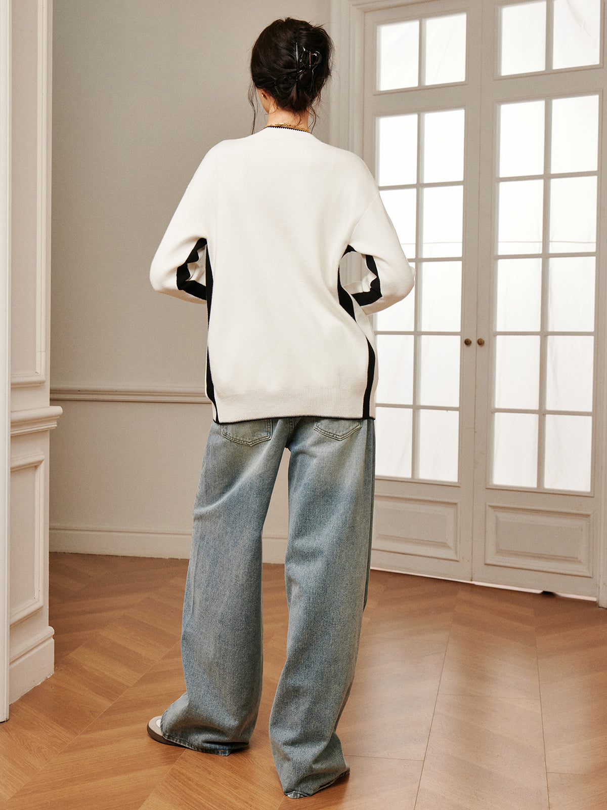 Casual Contrast Trim Knit Outerwear image 6