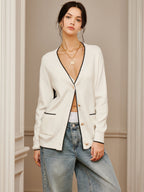 Casual Contrast Trim Knit Outerwear image 4