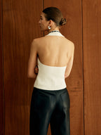 Halter Backless Lace Up Sweater Vest image 2