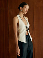 Halter Backless Lace Up Sweater Vest image 5