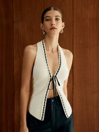 Halter Backless Lace Up Sweater Vest image 3