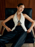 Halter Backless Lace Up Sweater Vest image 1