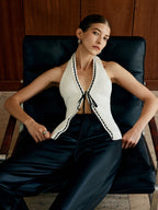 Halter Backless Lace Up Sweater Vest image 1