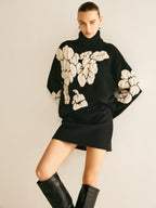 Wool-Blend Turtleneck Jacquard Sweater image 1