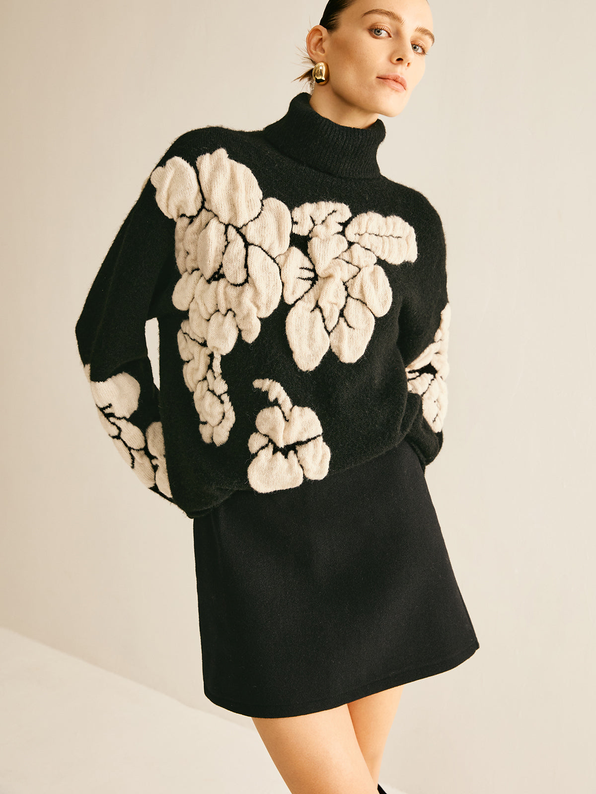 Wool-Blend Turtleneck Jacquard Sweater image 2