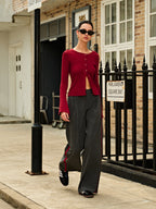 Contrast Piping Pinstripe Pants image 4