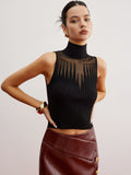 Crop Sheer Panel Sweater Vest image 1